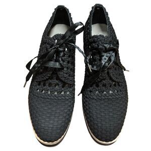 Donald J. Pliner Black Woven Flats